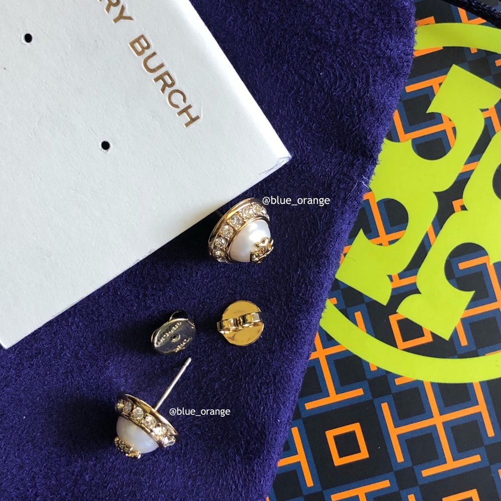 ✨NEW TORY BURCH✨CRYSTALS PEARL STUD EARRINGS - Picture 5 of 6